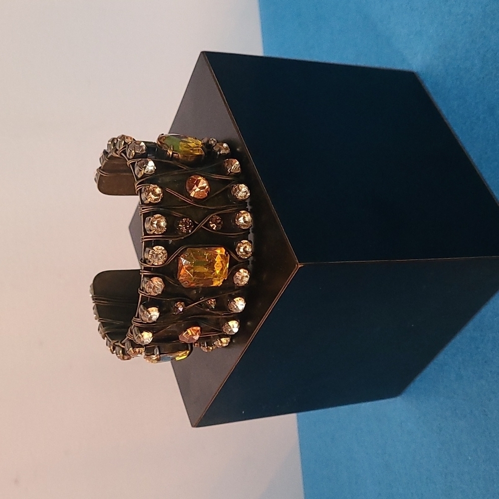 Vintage Studded Rhinestone Cuff Bracelet